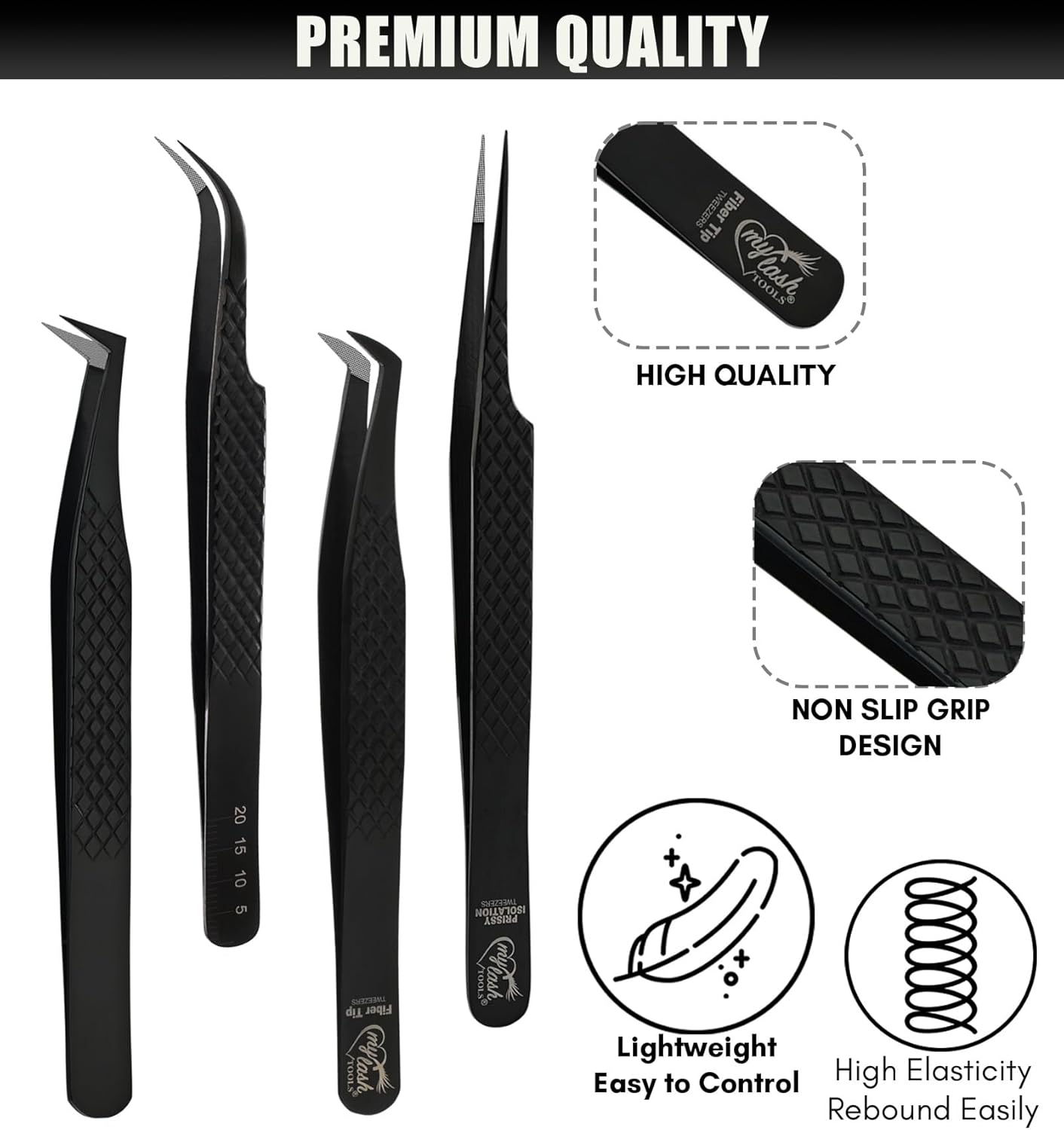 Eyelash Extension Tweezers Fiber Tip Lash Tweezers, Precision Boot Fiber Tip Volume Tweezers for Lash Extensions Japanese Steel Curved & Isolation Tweezer pinzas para pestaas (4pcs Set)