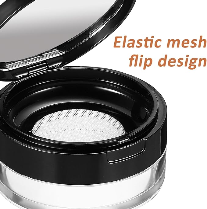 Beaupretty 2 Pieces Loose Powder Container with Puff Loose Powder Compact Case Empty Powder Case Reusable Plastic Empty Powder Case with Mirror (0.1/0.7 oz)