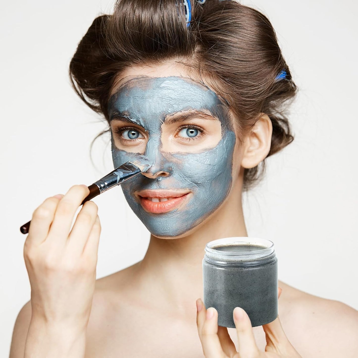 50 Pack 4 OZ Plastic Jars Round Clear Cosmetic Container with White Lids, Eternal Moment Slime Jars for Lotion, Cream, Ointments, Makeup, Eye shadow, Rhinestone, Samples, Pot, Travel Storage