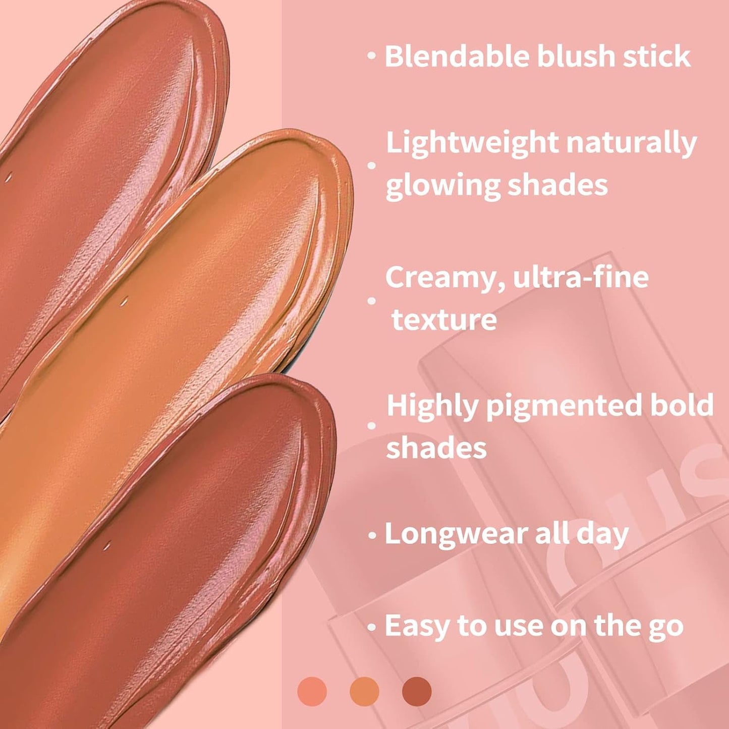 Boobeen Cream Blush Stick for Cheek Makeup, Multi Stick Makeup Face Blush Stick Matte Natural, Lightweight Buildable Blush Makeup Stick for Cheeks Eyes and Lips, Nude Creamy Formula