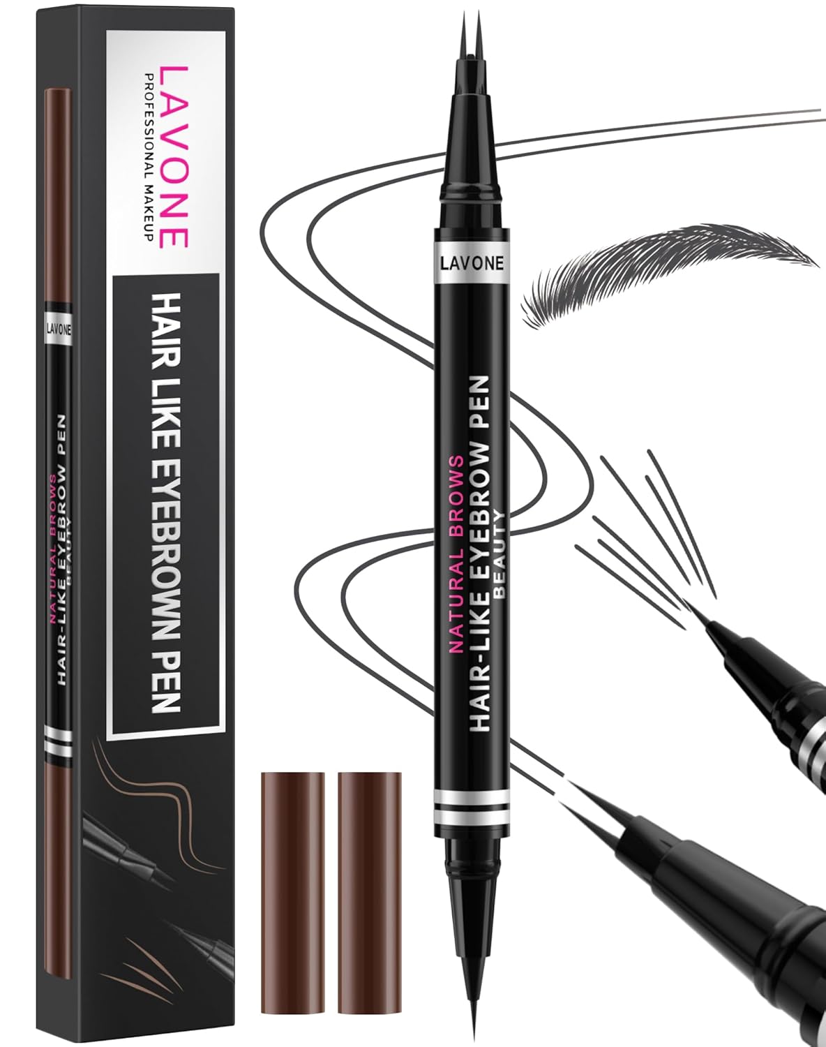 Eyebrow Pencil, 2-in-1 Waterproof Eyebrow Pen, with 2 Tip Microblading Eyebrow Pencil and Ultra-Precise Brow Pencil, with Eyebrow Brush, Eyebrow Pencils for Women, Natural Hair-Like Brows - Black