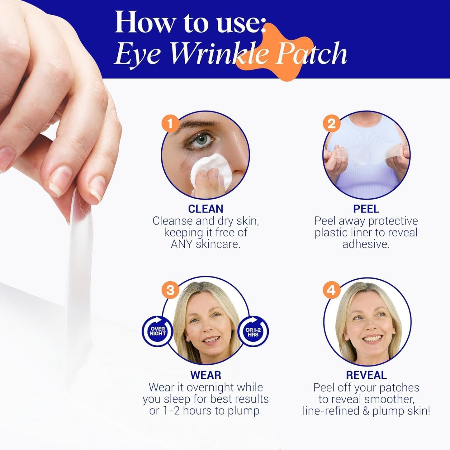 Wrinkles Schminkles Under Eye Wrinkle Patches, Smooth Eye Wrinkles, Crows Feet & Dark Circles Overnight, 1 Pair Reusable Medical Grade Silicone Patches