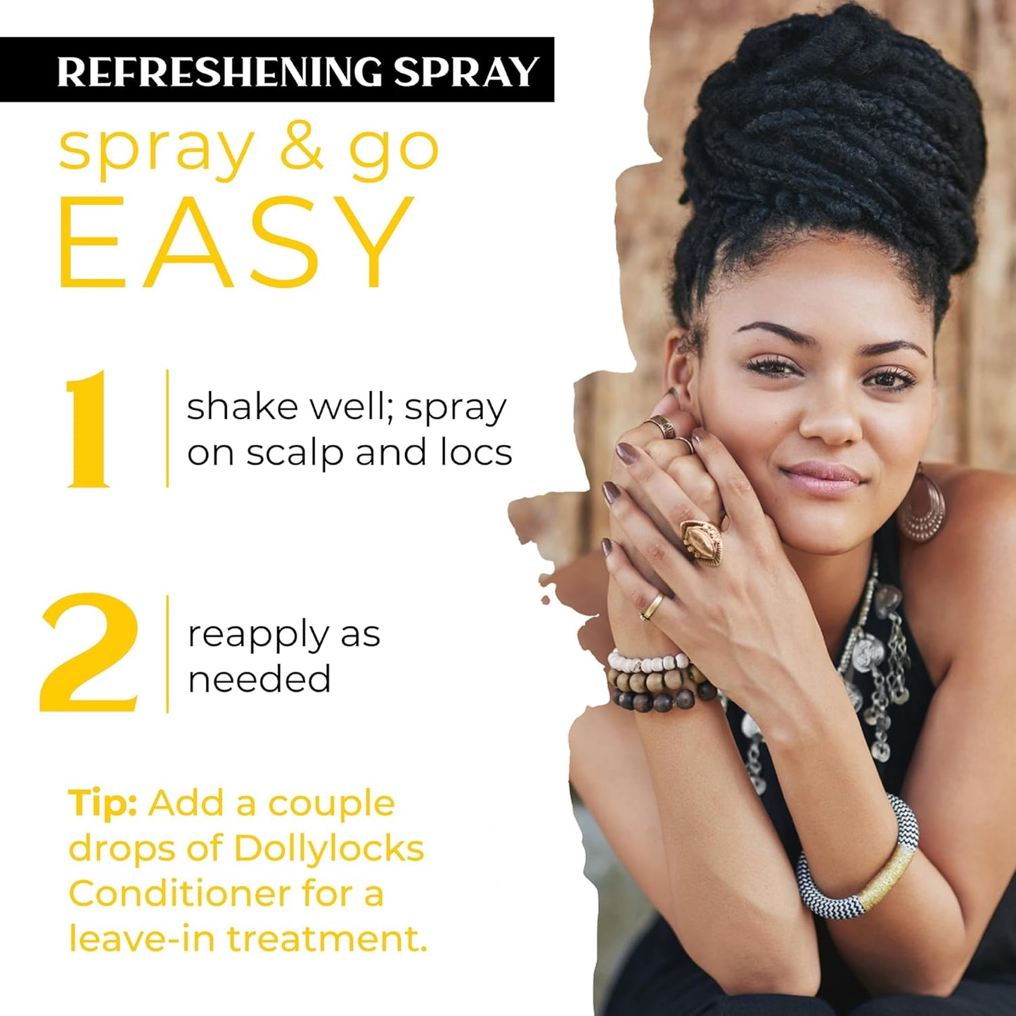 Dollylocks Refreshening Spray – Residue-Free Dreadlock & Loc Moisturizer Spray, Plant Based Deodorizer & Conditioner for Dreads, Vegan & pH-Balanced (Free Scent, 8oz)