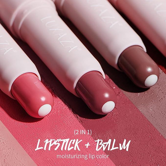 2PCS Tinted Lip Balm Chapstick with Color, Natural Semi - Gloss Finish, Hydrating/Coloring 2 in 1 Moisturizer Lip Stick for Girls & Women #02＋#04