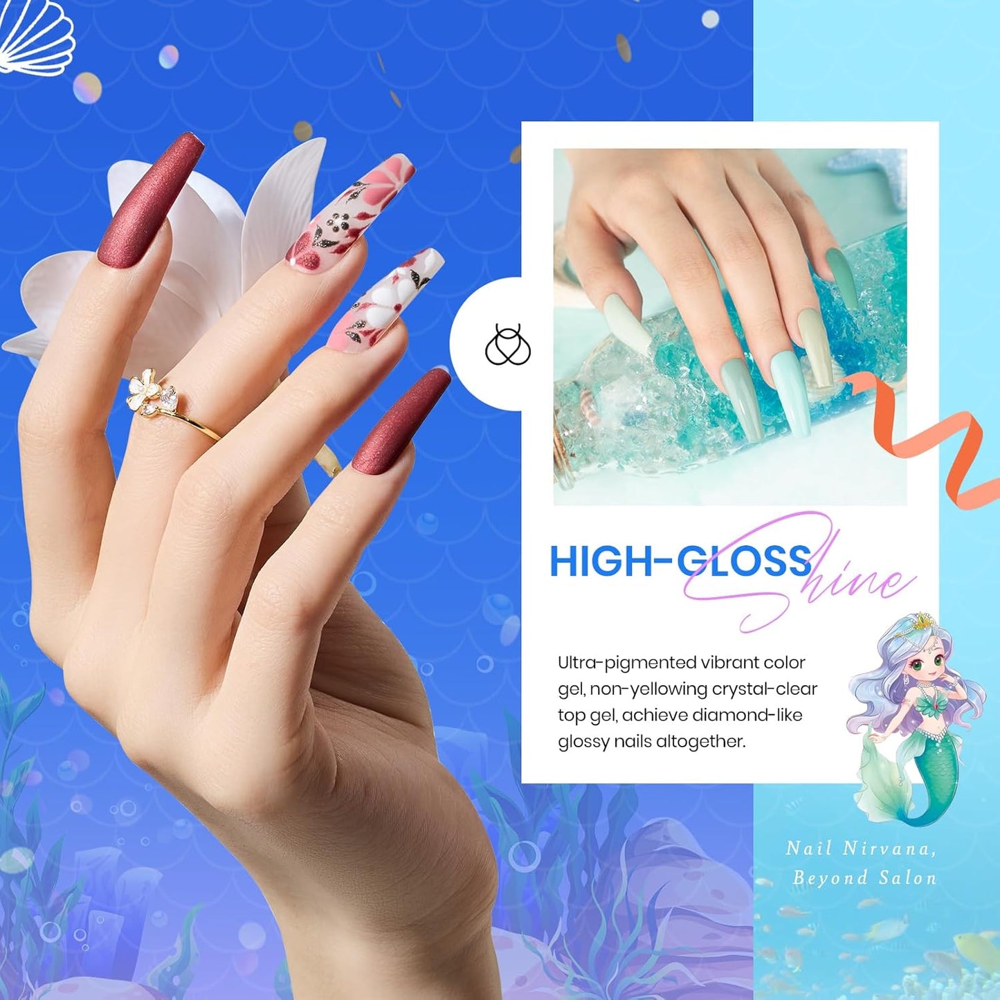 Beetles Purple Gel Nail Polish Set, 20 Colors Blue Green Pink Purple Shimmer Glitter Mermaid Gel Polish Kit with Base Top Coat Soak off Uv Nail Art Halloween Gifts for Women