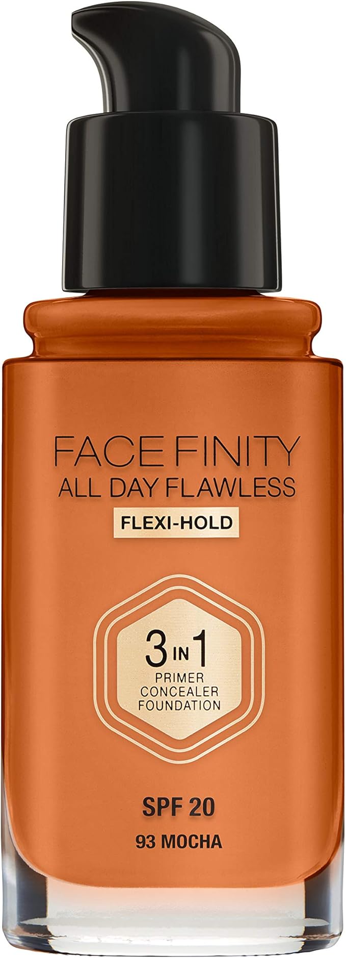 Max Factor Facefinity 3-in-1 All Day Flawless Liquid Foundation, SPF 20-93 Mocha, 30 ml