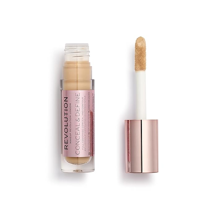 Makeup Revolution Conceal and Define Concealer, Full Coverage & Matte Finish, C10.2 for Medium/Tan Skin Tones, Vegan & Cruelty-Free, 0.7 Fl Oz