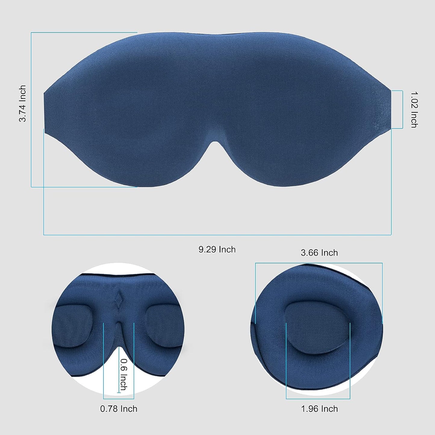ALASKA BEAR 100% Blackout Sleep Mask Most Comfortable Contoured Eye Cups and Nose Covering for Women Men, 3D Pillowy Soft Light Blocking Eye Mask 0 Pressure on Eyelids & Eyelashes, Earplugs Set, Blue