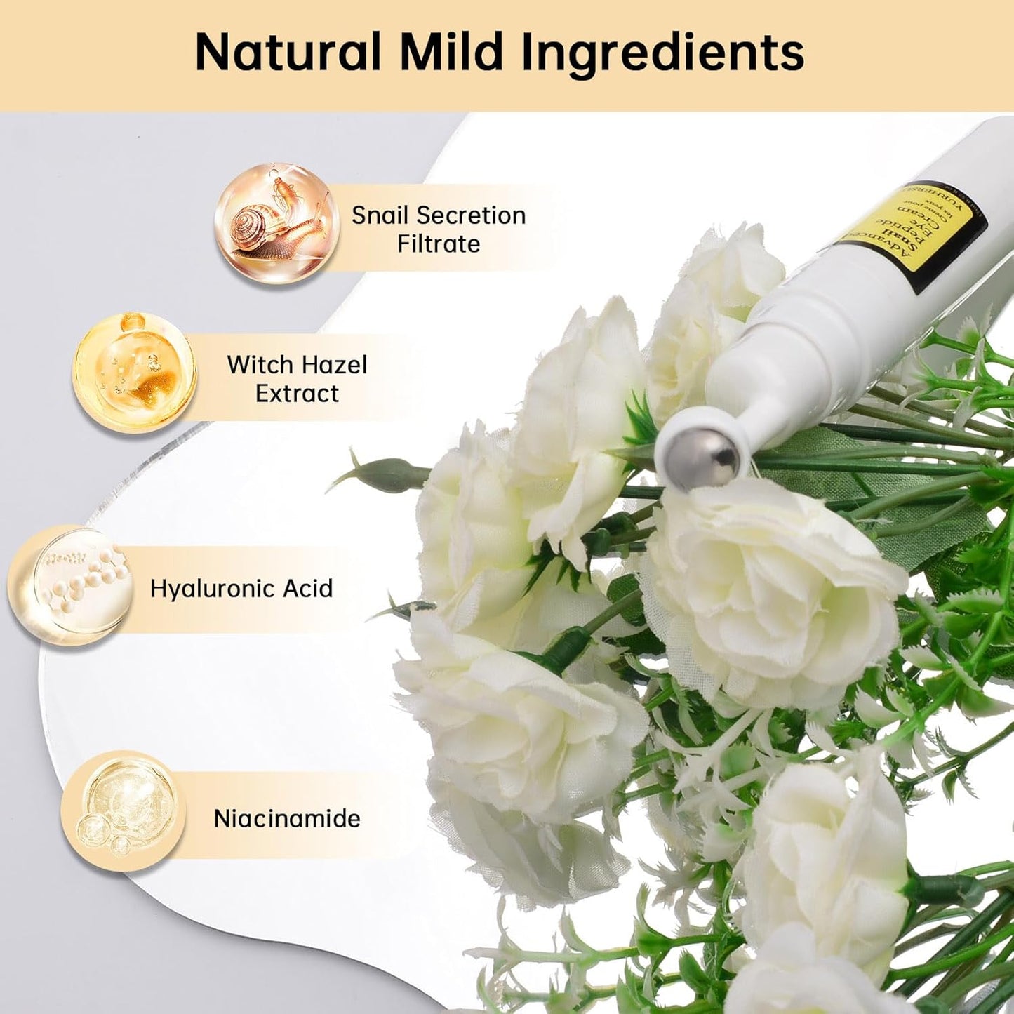 Snail Peptide Eye Cream For Moisturizing, Snail Mucin Under Eye Cream With Niacinamide, Hyaluronic Acid, 17 ML Snail Eye Cream For Dark Circles, Puffiness and Fine Lines.