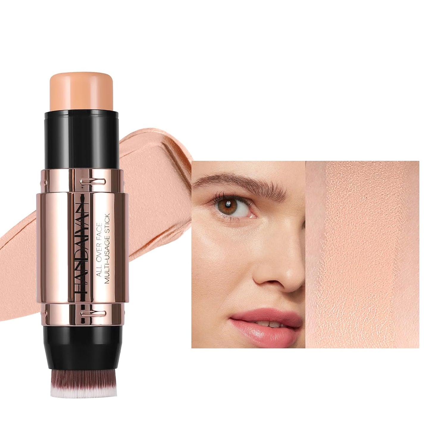 8 Colors Cream Contour Sticks Makeup Kit, Dual-Ended Concealer Stick With Soft Brush, Non-Greasy Long-Wear Face Primer Multi-Use Contouring Pen, Full Coverage Shades Corrector Concealer (03#)