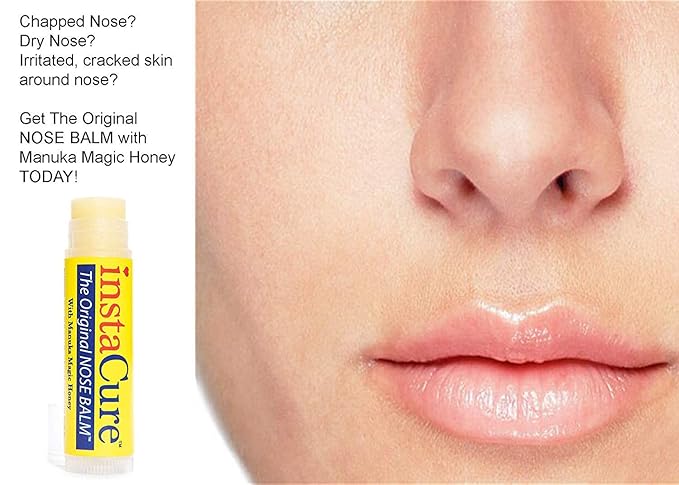 InstaCure's Original Nose Balm with Manuka Honey. Fast Relief for Cracked, Dry & Sore Noses + InstaCure Original Derma Balm Jumbo-Sized Skin Revival Tube. Soothes & Heals Dry, Irritated Skin