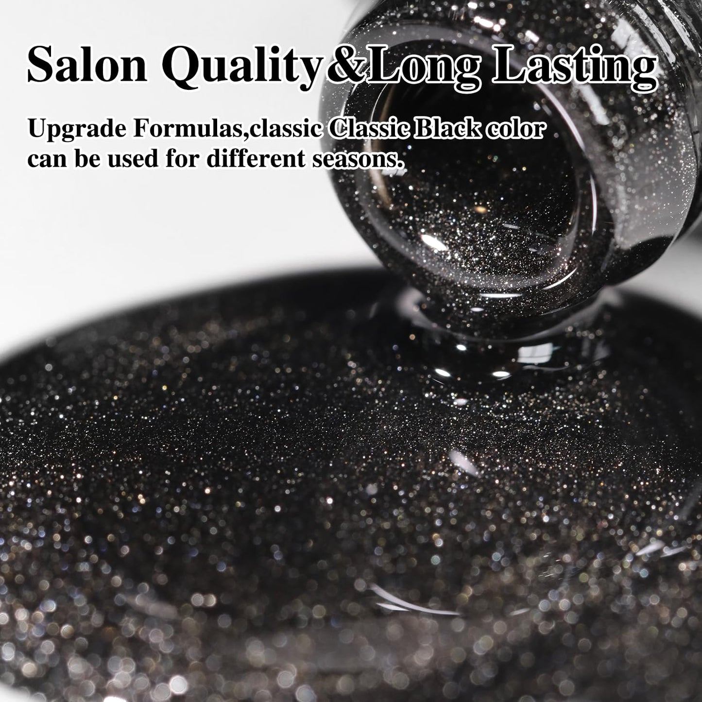 Double Rhythm 0.5 OZ Cat Eye Gel Polish with Magnet 15ML Holographic Glitter Shimmer Translucent Jelly Color Magnetic Polish Salon DIY at Home (Black-MC1047)