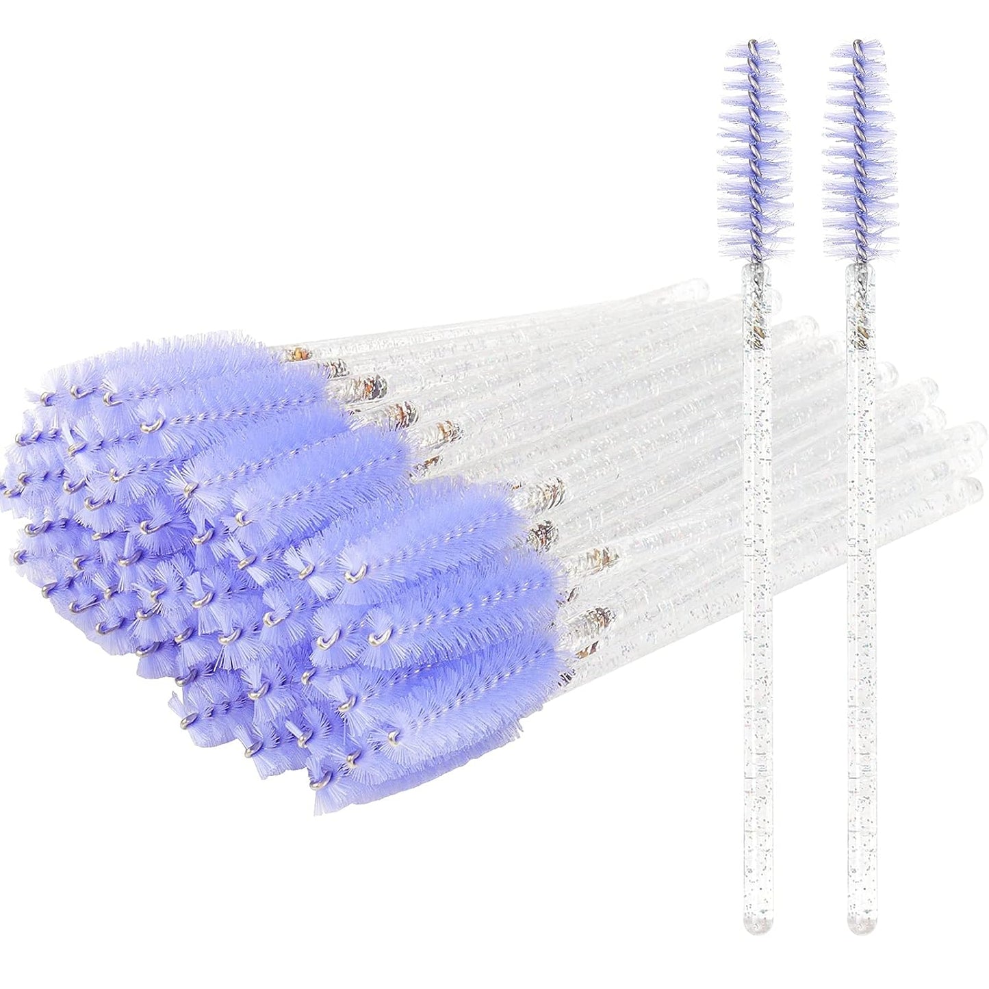 300PCS Disposable Mascara Wands Spoolie Brush Crystal Eyebrow Brushes Eyelash Extension Applicator Makeup Kits.myaokue-up (White-Light Purple)