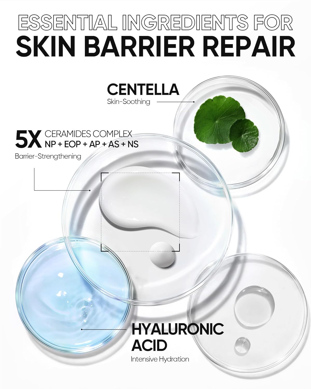 5X Ceramides Moisture Barrier Cream, Hydrating Skin Barrier Repair Face Moisturizer for All Skin Types with Hyaluronic Acid & Centella, Daily Moisturizer, Non-Comedogenic