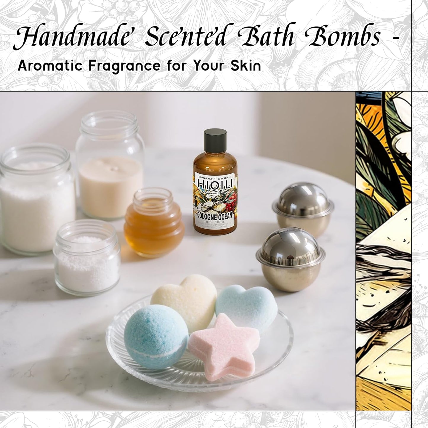 HIQILI Cologne Ocean Fragrance Oil for Making Candle, Bath Bombs, Home Diffuser, Long-Lasting Scents for Hair & Body - 1 Fl Oz