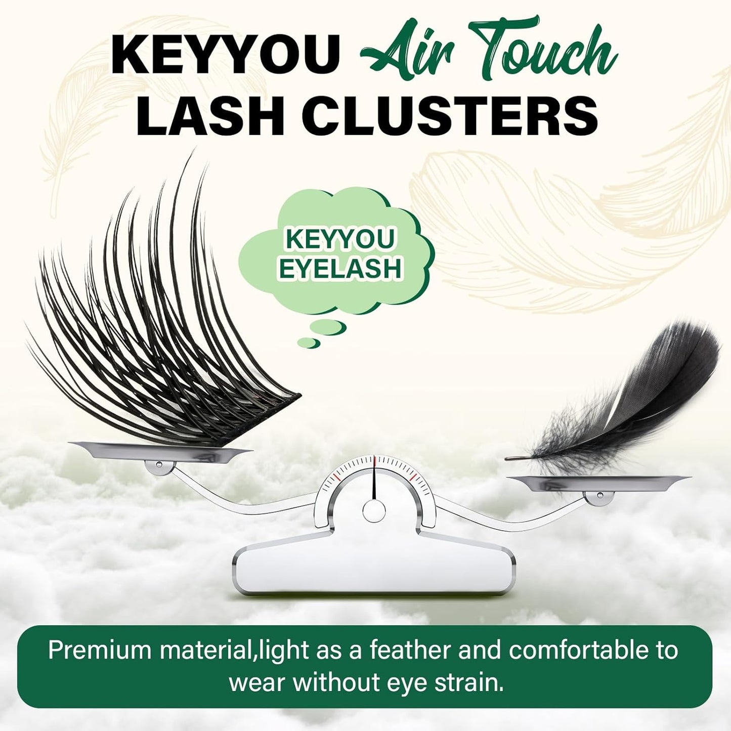Lash Clusters 144pcs Individual Lashes D Curl 18mm Eyelash Clusters KEYYOU Air Touch Cluster Lashes Super Lightweight Soft Wispy Comfortable Easy DIY at Home(Air02-D-18mm)