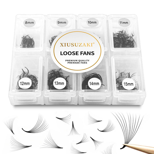 Premade Fans Eyelash Extensions 600 Fans 10D Volume Lash Extensions 0.05 Thickness Eyelash Extension D Curl Premade Lash Fans Mix 8-15mm Fluffy Soft Handmade Loose Fan(600Fans-10D-0.05-D,8-15mm)