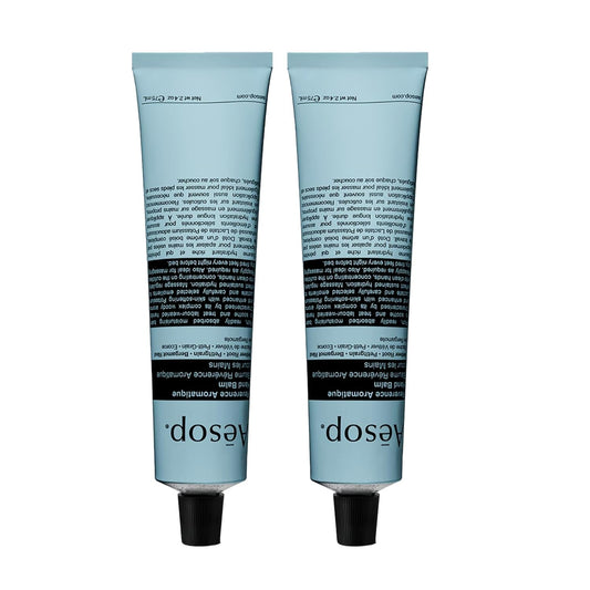 Aesop Reverence Aromatique Travel Size Hand Balm | Lotion that Gently Exfoliates Dry Hands + Nourishes with Macadamia Seed Oil and Shea Butter | 2.4 oz / 75 mL (Pack of 2)