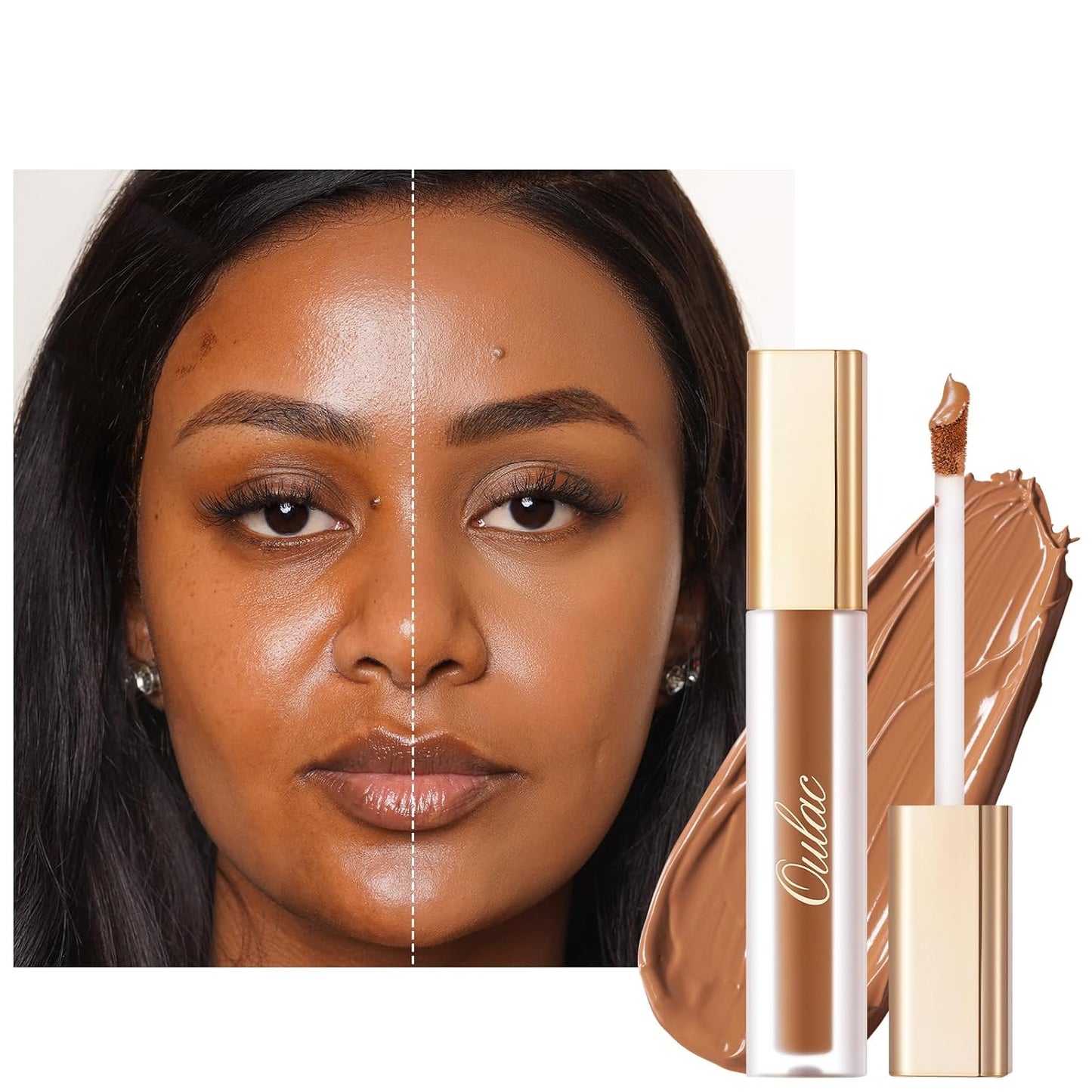 Oulac Concealer Full Coverage, Concealer Stick for Dark Circles, Hydrating Concealer Infused with Hyaluronic Acid, Lightweight, Long Lasting, Vegan Concealer 3.8ml, Shade: W8 Toffee