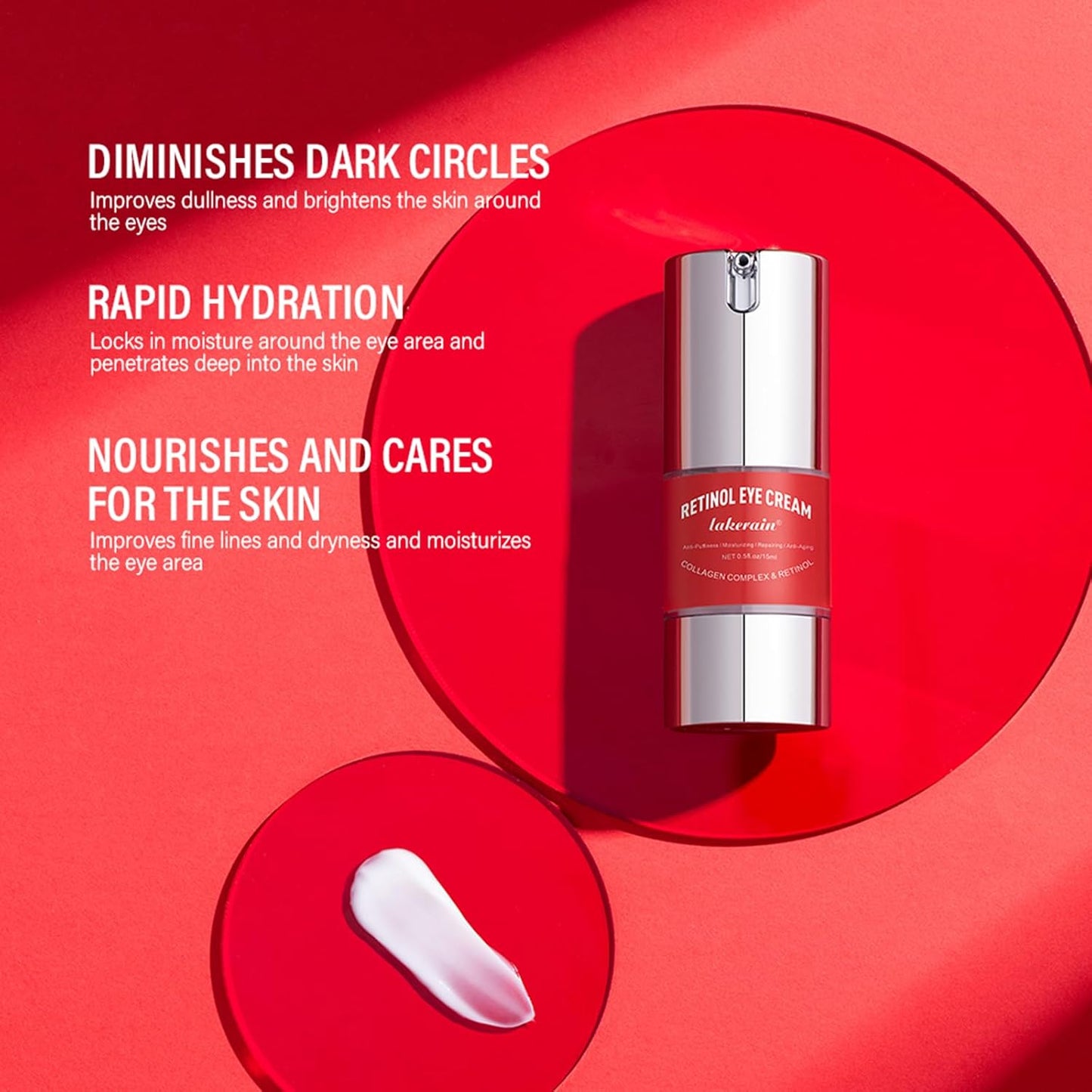 NICEFACE Retinol Eye Cream for Dark Circles and Puffiness - Anti Aging Eye Cream with Hyaluronic Acid and Collagen - Deeply moisturizing, Smooth Fine Lines, Enhance Eye Skin Elasticity