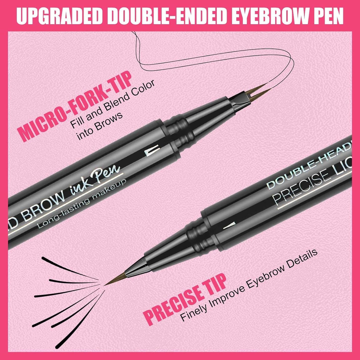 Microblading Eyebrow Pencil, Waterproof Eyebrow Pencils for Women Blonde Hair Like Natural Liquid Brow Contouring Pen, 2-in-1 Dual-Ended Eye Brow Filler Pen with Precise Micro-Fork-Tip, Light Brown