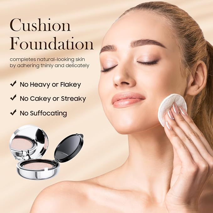 Mushroom Head Air Cushion CC Cream - BB Cream Foundation Makeup Moisturizing Concealer Long-Lasting, Cushion Foundation Full Coverage Self Adjusting (Natural, 1 PCS)
