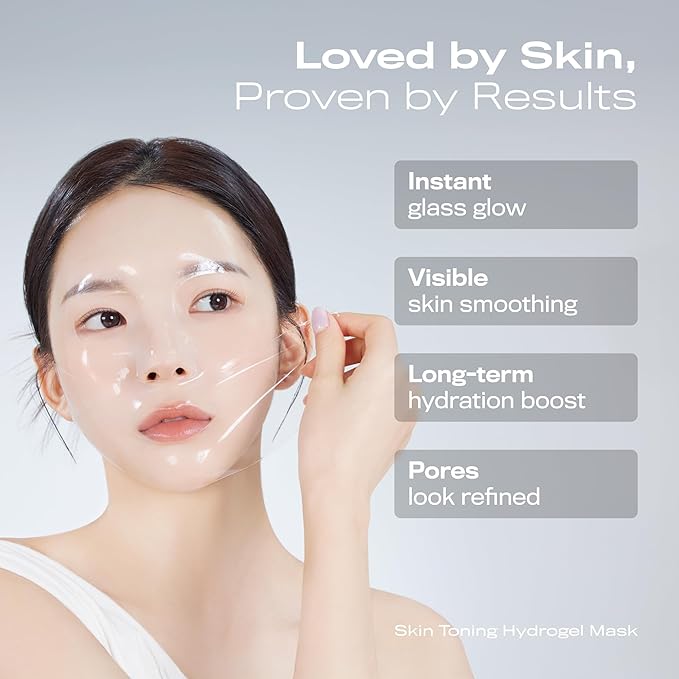 HAPA KRISTIN Hydrogel Face Mask, Korean Sheet Mask with Niacinamide & Vitamin C, Glass Skin, Pack of 4, Second-Skin Fit, Moisturizing, for Dark Spots & Hyperpigmentation, Hydration