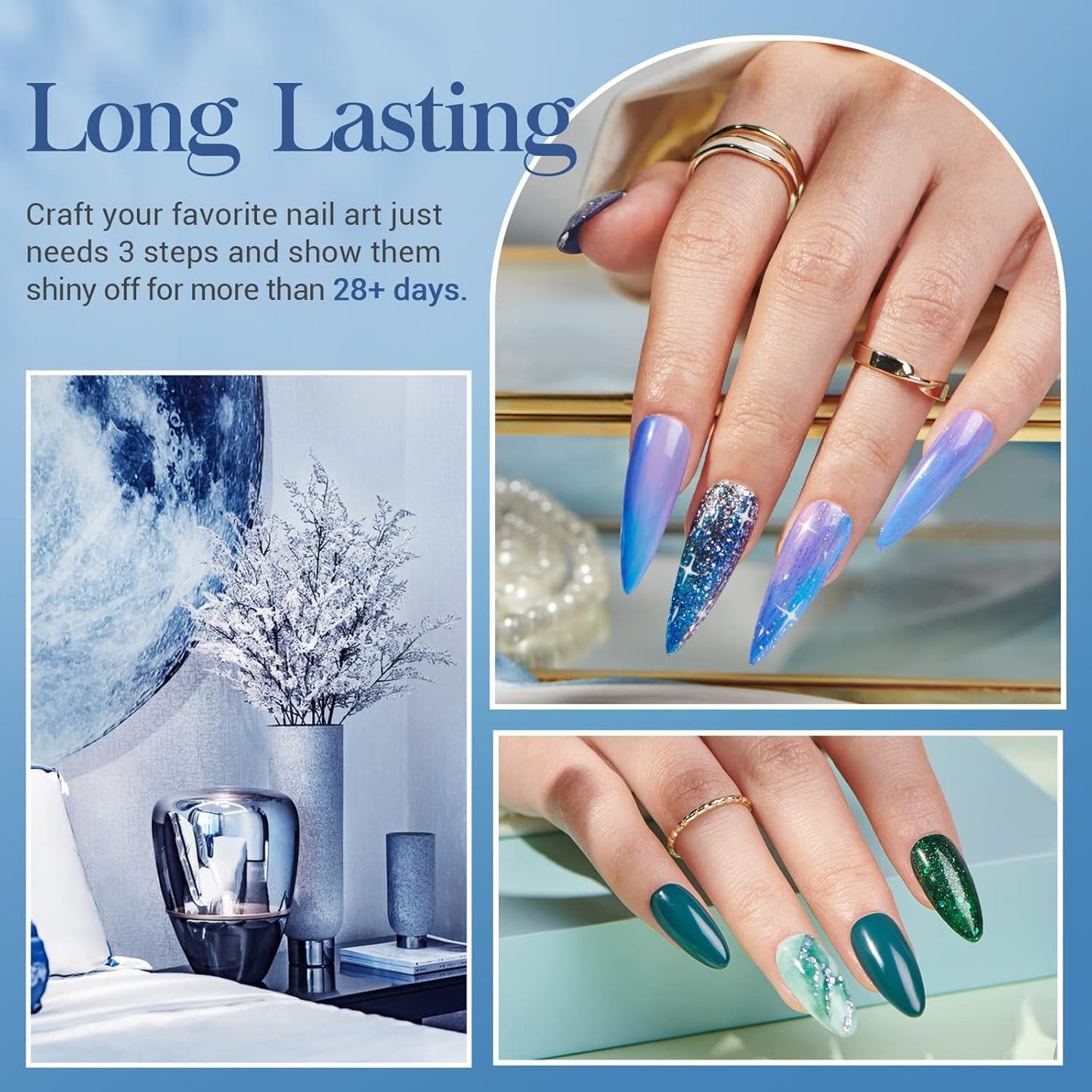 AZUREBEAUTY 31 Pcs Dip Powder Nail Kit Starter 20 Colors Glitter Nude Green Mermaid Serie Dip Powders Liquid Set with Base Top Coat Activator French Nails Art Manicure DIY Salon Christmas Gift