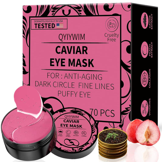 Under Eye Patches 70PCS, Peach Caviar Eye Patches for Puffy Eyes Treatment, Under Eye Masks for Dark Circles and Puffiness, Non-Irritating Eye Mask Patches Skincare, Eyes Bags Treatment, Eye Gel Pads