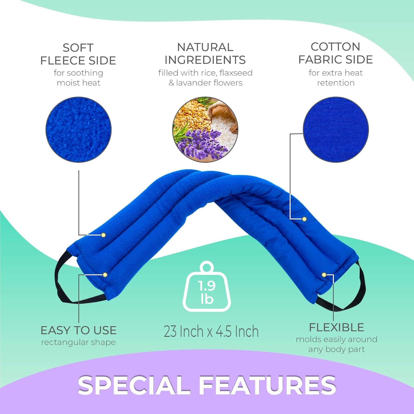 Microwavable Heating Pads for Lower Back, Neck, and Shoulder Pain Relief - Moist Microwave Heating Pad for Muscles and Joints - Microwave Hot Pack Heat Pad for Cramps -2 Heat Pack Blue-Lavender Scent