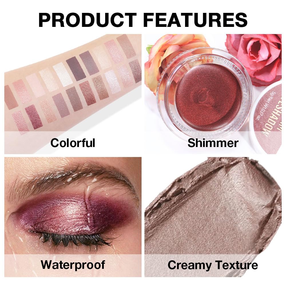 Kaely Single Cream Eyeshadow Pot, Caramel Metallic Eye Shadow for Older Women High Pigmented Waterproof, Natural Eyeshadow Palette Makeup Brightener, sombras en crema para ojos, Blendable, 710