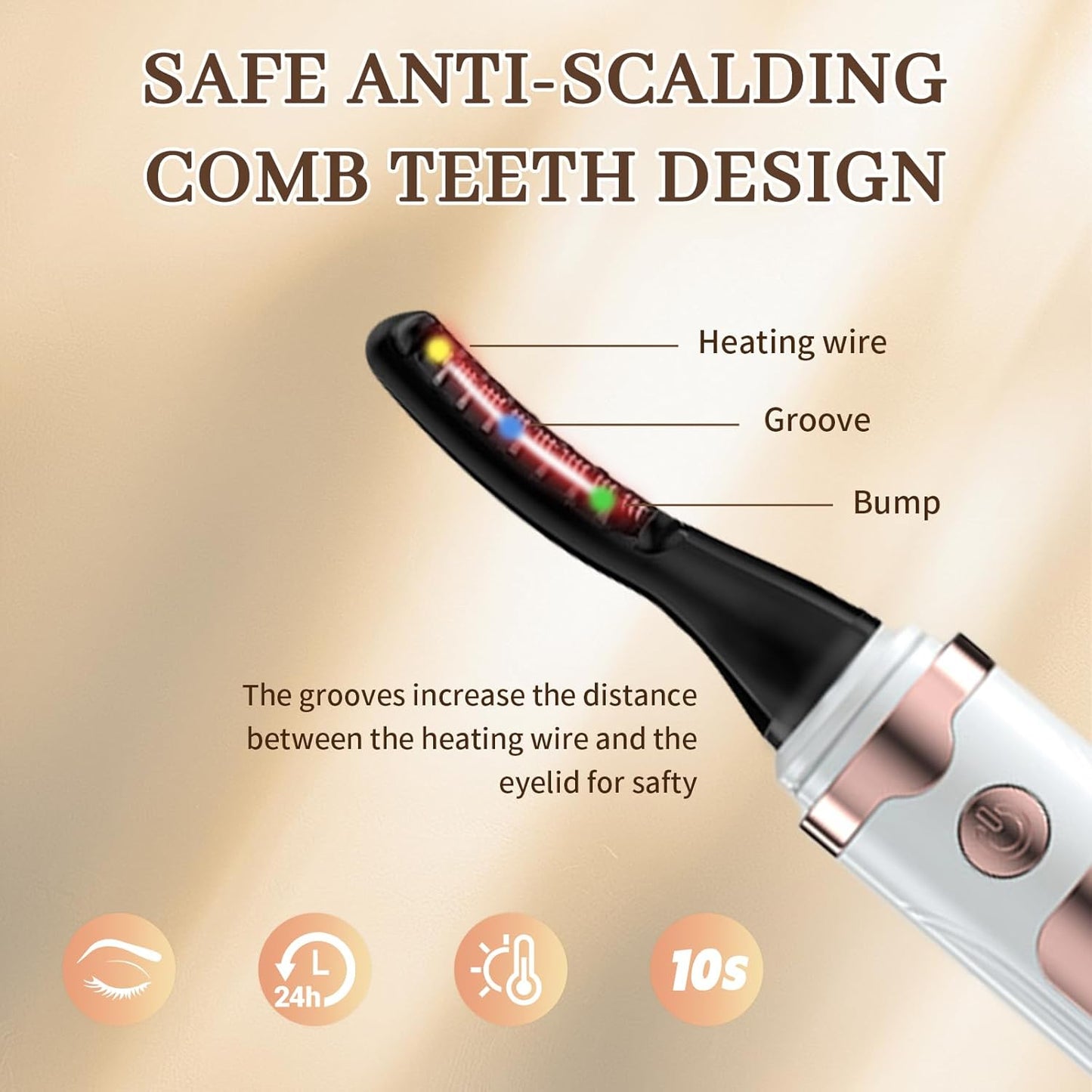 2025 Heated Eyelash Curler-USB Rechargeable Electric Eyelash Curler- Eyelash Curlers Heated 4 Temperature Modes Fast Heat Up Within 5s - 24 Hours Long Lasting- with Led Display for Women Girls (White)