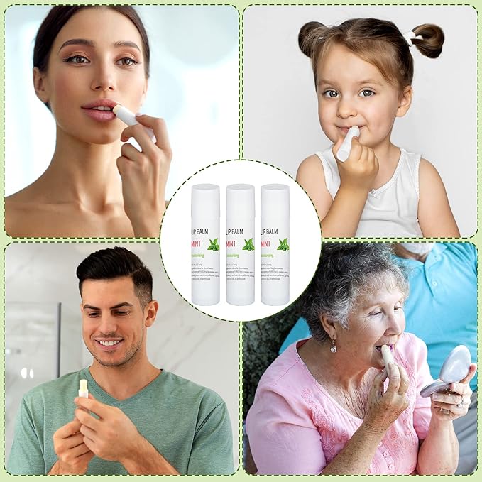 Demissle 150 Pcs Unlabeled Lip Balm Bulk Chapped Stick Blank Mini Lip Balm Gifts Moisturizing Lip Balms Favors for Women Homeless Wedding Bridal Shower Favors Baby Shower Guests Favors(Mint)