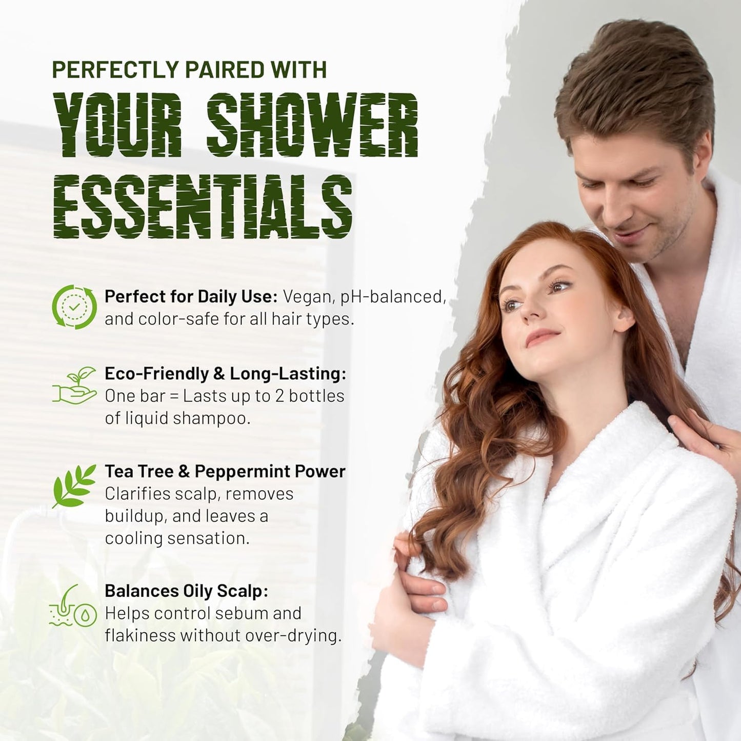 Herbishh Tea Tree & Mint Shampoo Bar – Tea Tree Oil Soap Bar for Oily Hair & Scalp Cleanse – Solid Travel Size Shampoo for Men & Women – Minty Deep Cleansing, 3.53 oz pk of 2