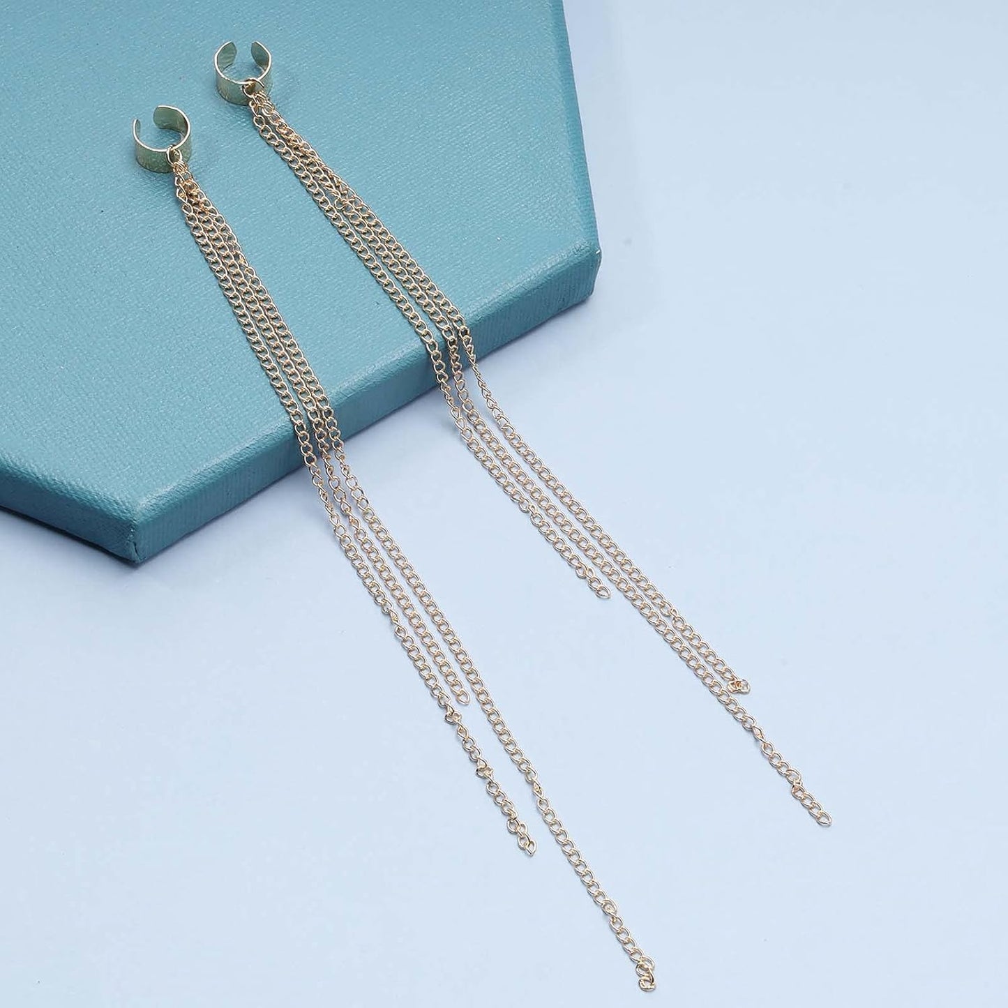 Boho Chain Tassel Earrings Gold Long Drop Dangle Earrings Dangle Chain Earrings Vintage Long Earrings Punk Earrings Jewelry for Women and Girls