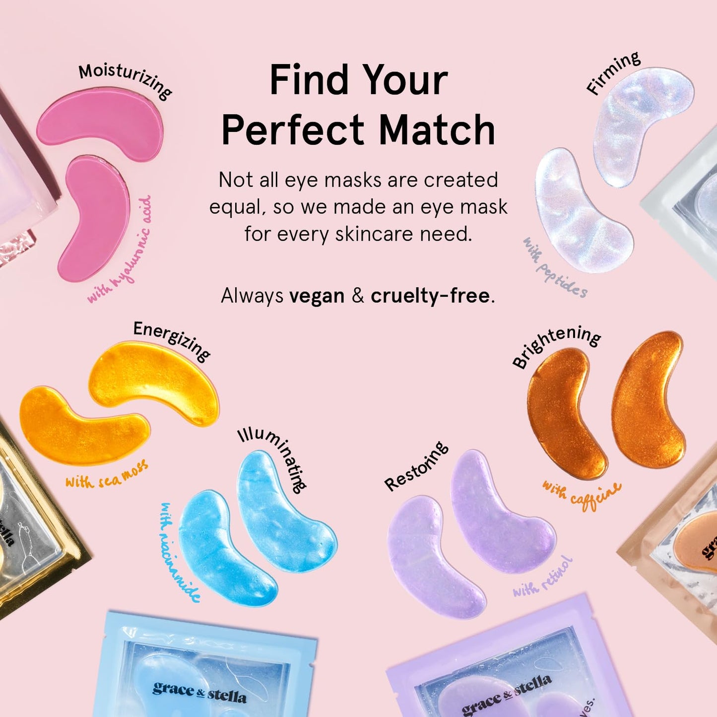 grace & stella Peptide Under Eye Patches with Niacinamide & Rice Extract - Firming Eye Masks for Dark Circles and Puffiness - Gel Mask for Firmer-Looking Skin - Vegan, Cruelty-Free (White, 24 Pairs)