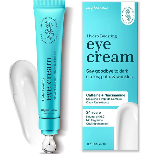 Under Eye Cream for Dark Circles and Puffiness - Caffeine Eye Cream Anti Aging Brightener With Niacinamide, Squalane, Peptide Complex, Korean Skin Care Formula - Massage Zinc Roller - Puffy Eyes