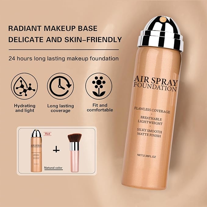 Airbrush Makeup Foundation for Mature Skin Magic Minerals Lightweight Air Makeup Airbrush Makeup Setting Spray for Smooth Radiant Finish（03# Nude Color）