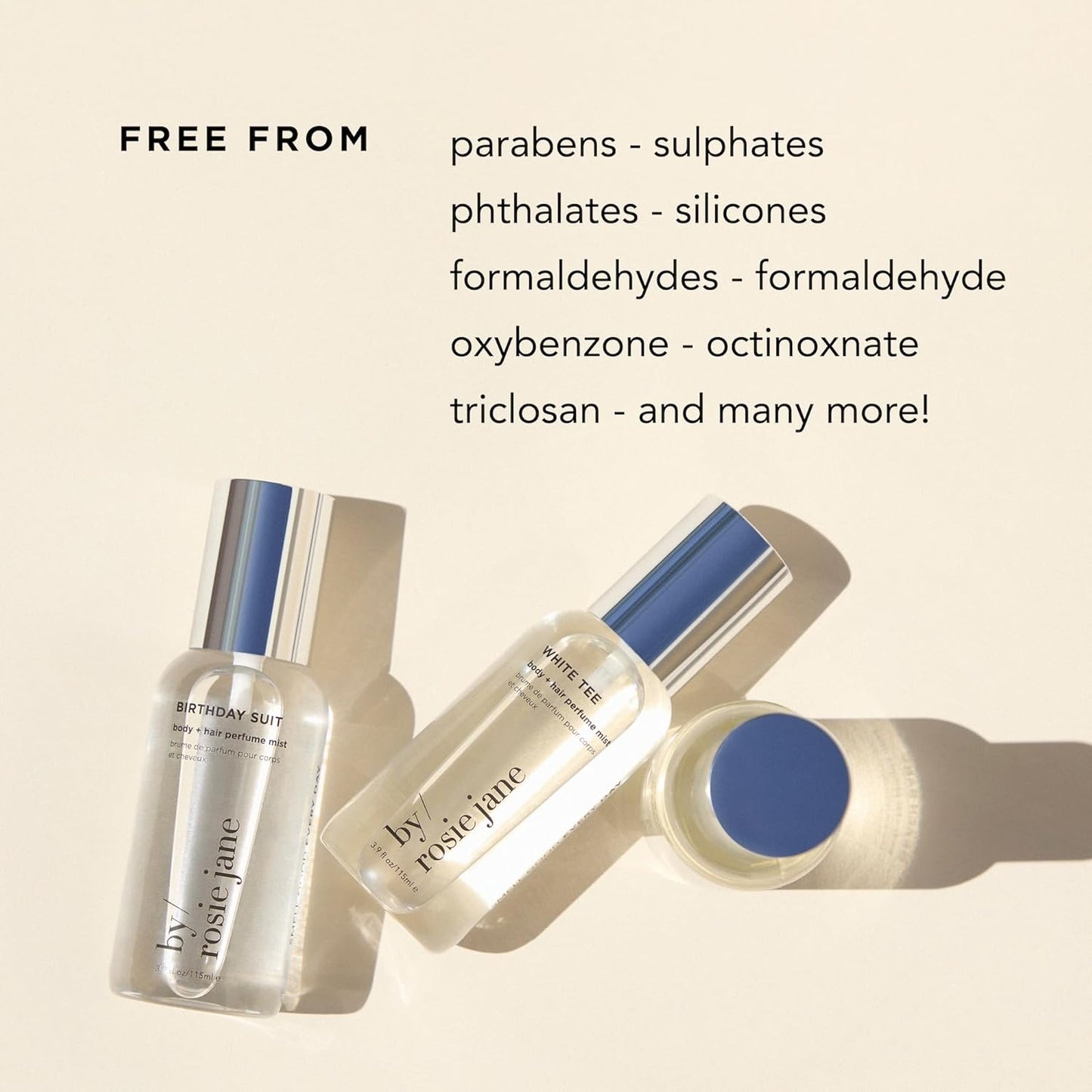 By Rosie Jane Body & Hair Perfume Mist (Birthday Suit) - Clean Hair & Body Mist for Women - With Notes of Tangerine Water, Sweet Apply & Lemon Blossom (115ml)