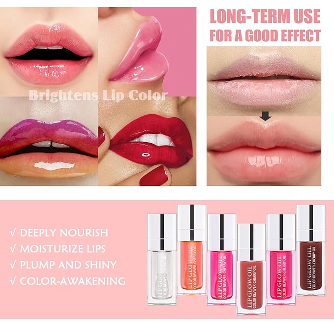 3PCS Lip Oil Set, Hydrating Lip Glow Oil Lip Plumper Gloss, Tinted Lip Oils Transparent Long Lasting Non-sticky Lip Gloss, Plumping Lip Gloss Lip Care Kit (Clear & Raspberry & Mahogany)