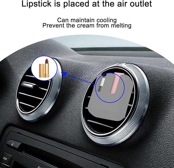 Holder for Car Air Vent, Upright Washable Lip Balm Protector for Women Girls, Auto Interior Space Saving Accessories, Universal for Vehicle, Truck and More（Gray）
