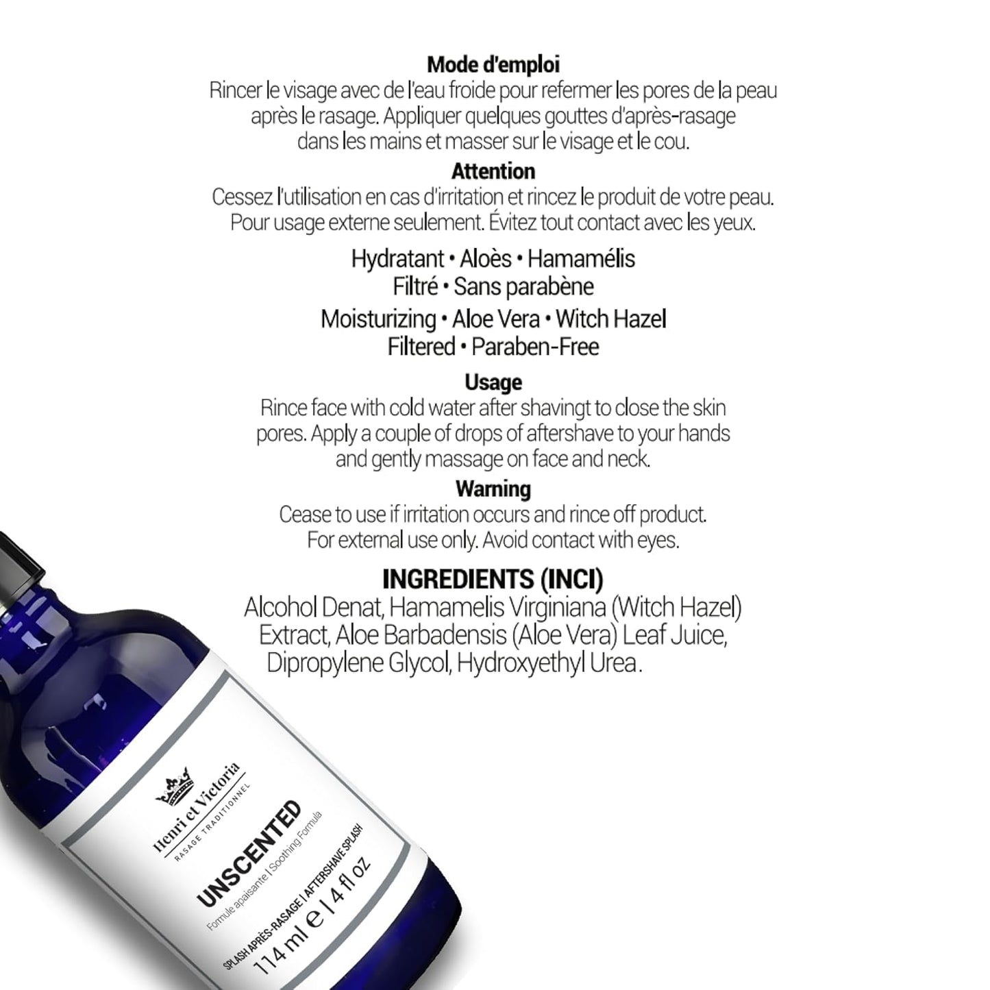 Aftershave Splash For Men l Fragrance-Free, Unscented l Canadian Made by A Skilled Artisan l Moisturizes & Soothes the Skin | 114 ml (4 oz)