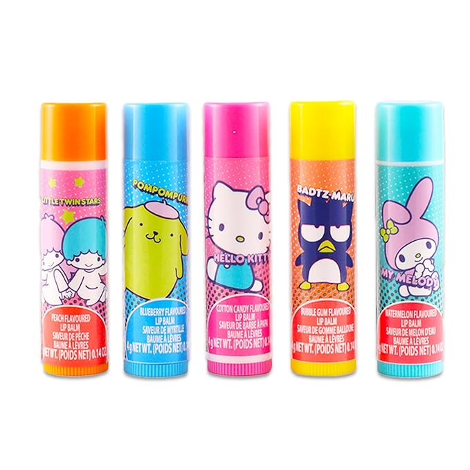 Hello Kitty and Friends Lip Balm Tube Bundle for Kids – 5 Pack of Hello Kitty and Friends Lip Balm in Assorted Flavors with Hello Kitty Stickers and More | Hello Kitty and Friends Party Favors