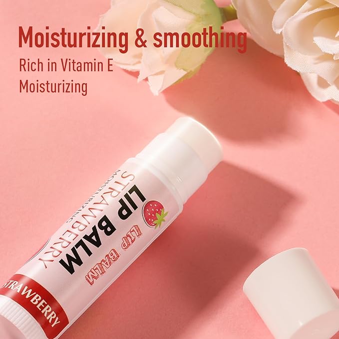 AZEN 8 Pack Lip Balm Stocking, Natural Lip Balm Bulk, Moisturizing Lip Balm for Dry Lips