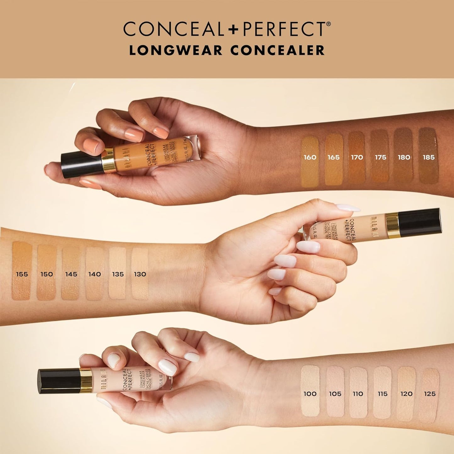 Milani Conceal + Perfect Longwear Concealer - Warm Almond (0.17 Fl. Oz.) Vegan, Cruelty-Free Liquid Concealer - Cover Dark Circles, Blemishes & Skin Imperfections for Long-Lasting Wear