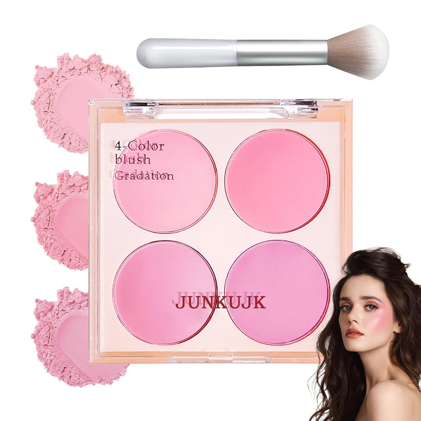 Blush Palette,Shimmer Silky Matte Blush Powder Palette,Professional Cute Face Contour Highlighter Blush Palette with Blush Makeup Brush 02