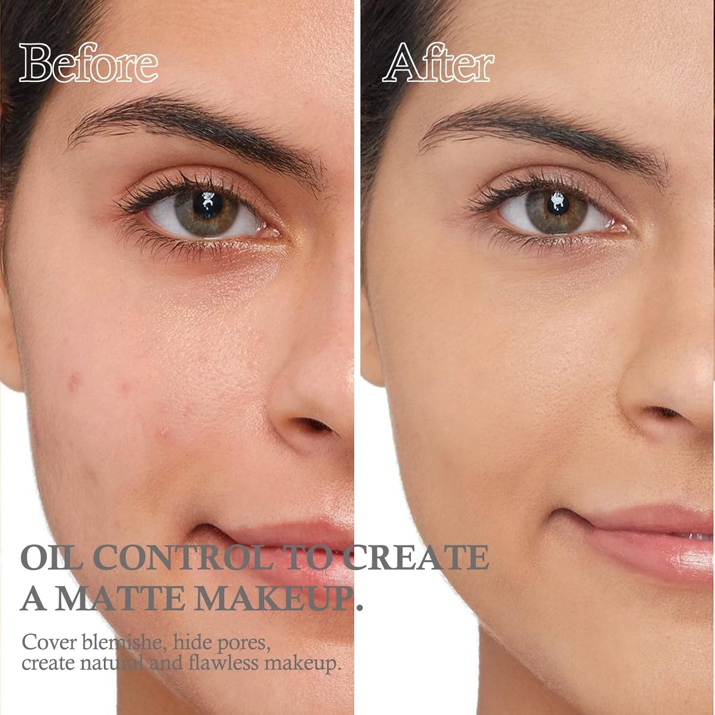 Boobeen Pressed Powder, Light Shade, Long-Lasting Matte Finish, Flawless Lightweight Makeup, 2 Layers Setting Powder Foundation, Compact with Mirror and Puff