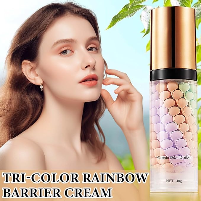1 Pcs One Step Color Corrector,Natural Isolation Cream,Face Primer Makeup Tricolor Tinted Moisturizer,Oil Control & Moisturizing Skin Tone Correcting and Brightening Primer Concealer Foundation