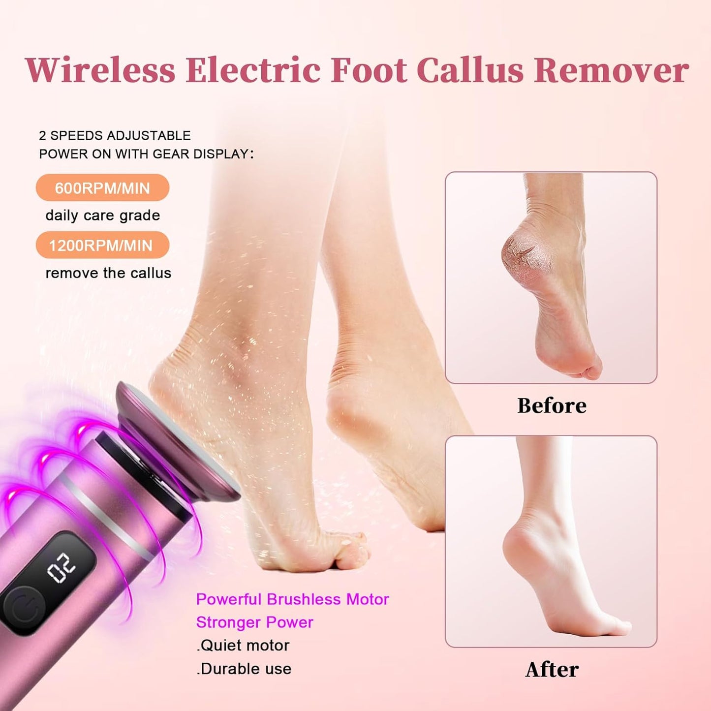 Electric Foot Callus Remover for Feet Pedicure Tools for Feet Callus Remover Foot File Electric Foot Callus Remover Pedicure Tools for Feet Foot File Callus Remover Foot Scrubber Dead Skin Remover