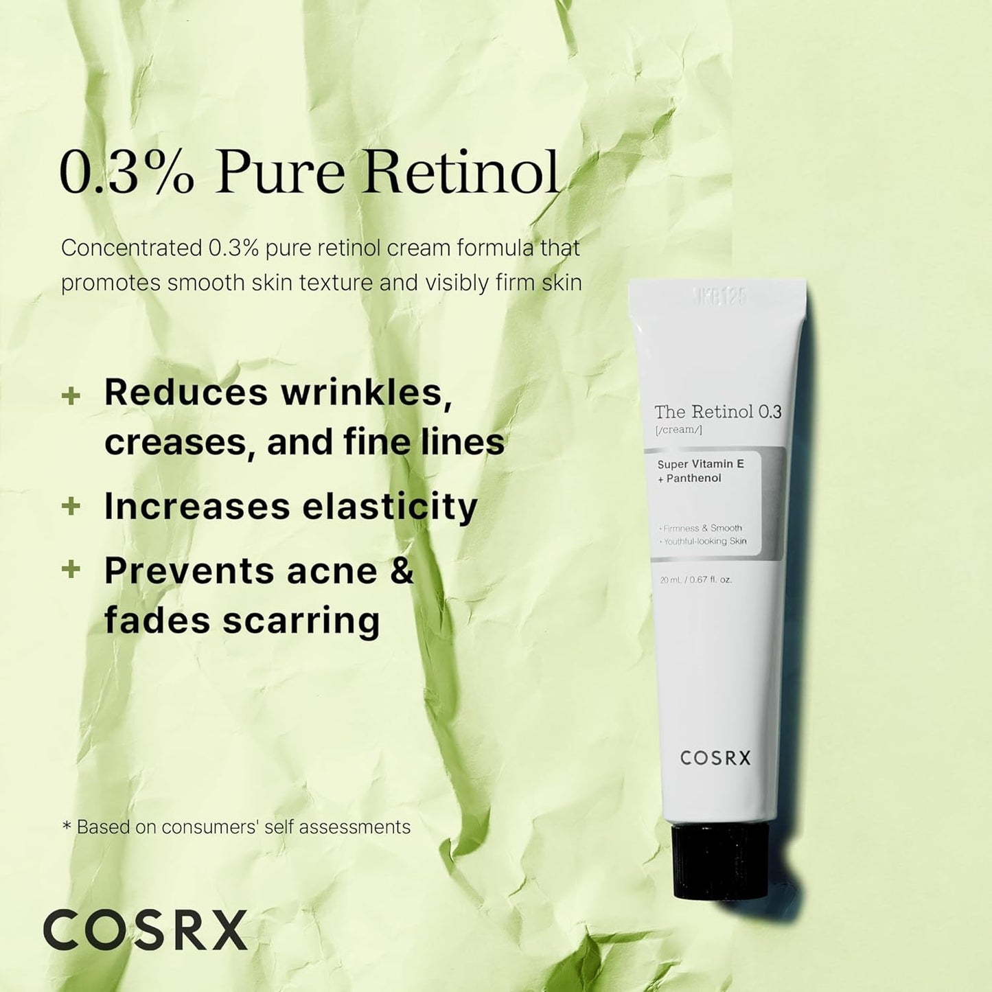 COSRX Retinol Cream, 0.67 Oz, Anti-aging Eye & Neck Cream with Retinoid Treatment to Firm Skin, Reduce Wrinkles, Fine Lines, Signs of Aging, Gentle Daily Korean Skincare (Retinol 0.3% Cream)